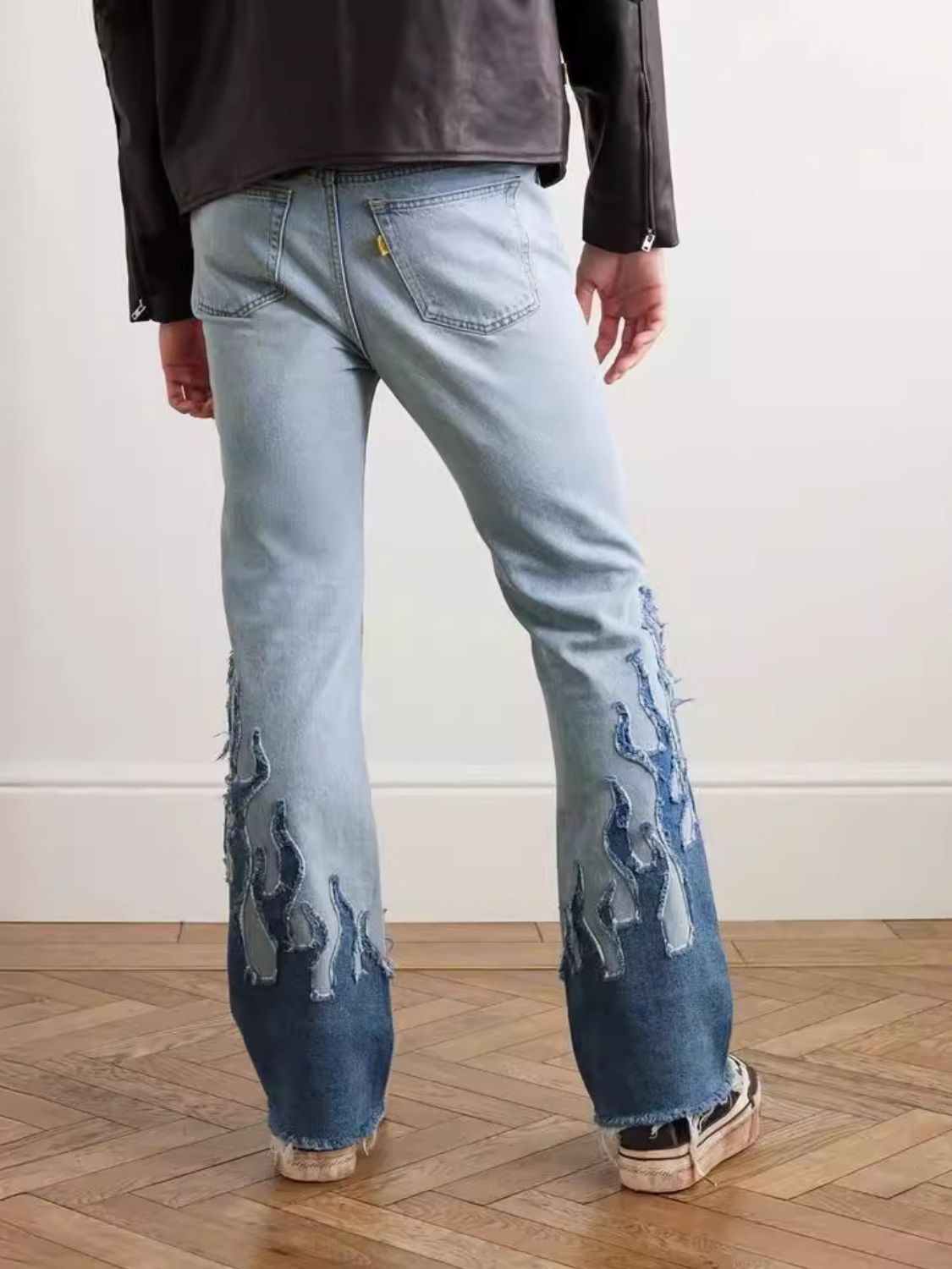 Men's Flame Pattern Patch Cargo Jeans '