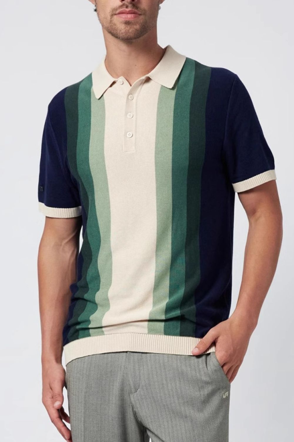 Men's Plus Size Contrast Striped Short Sleeve Polo