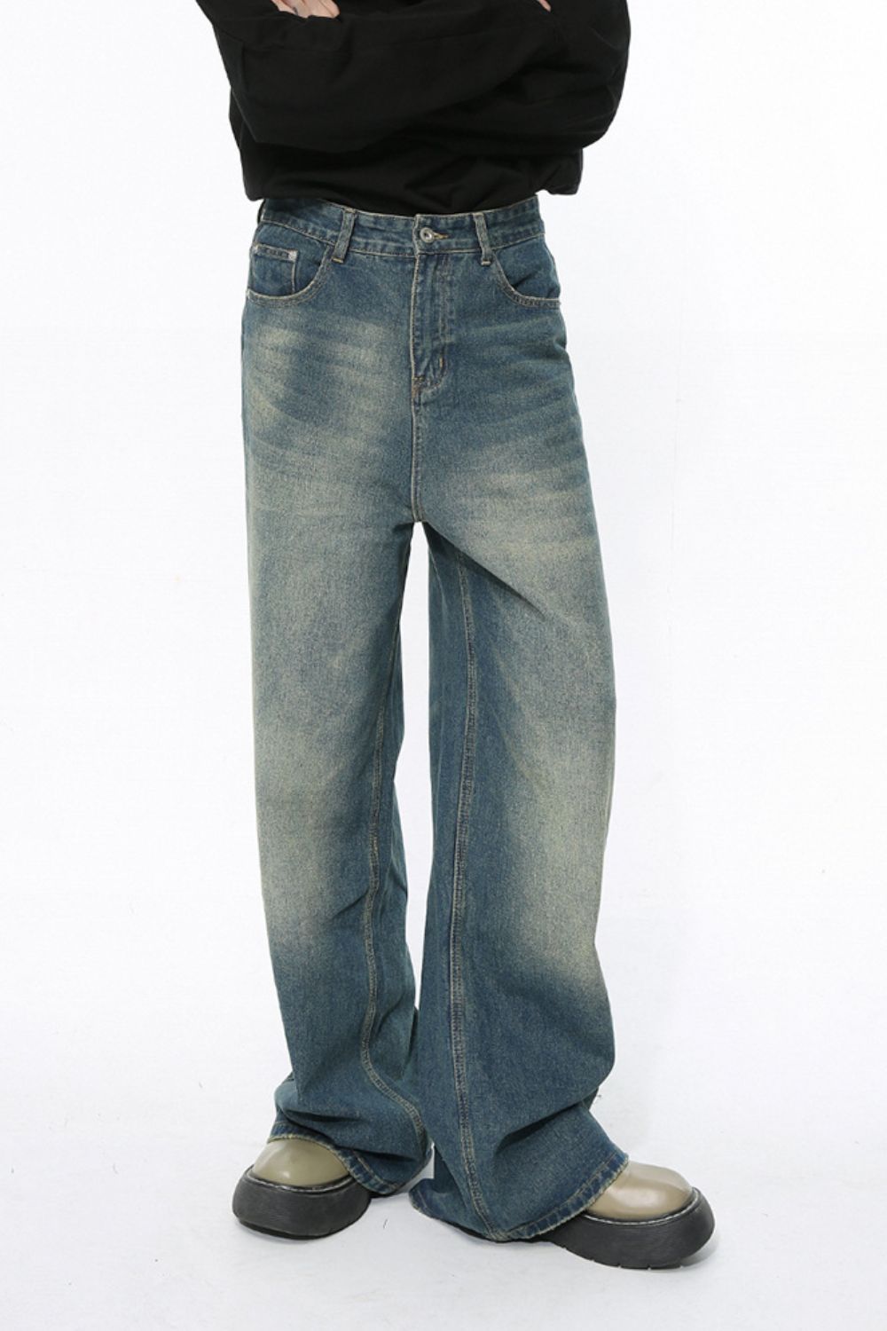 Men's Wide Leg Jeans with Pockets