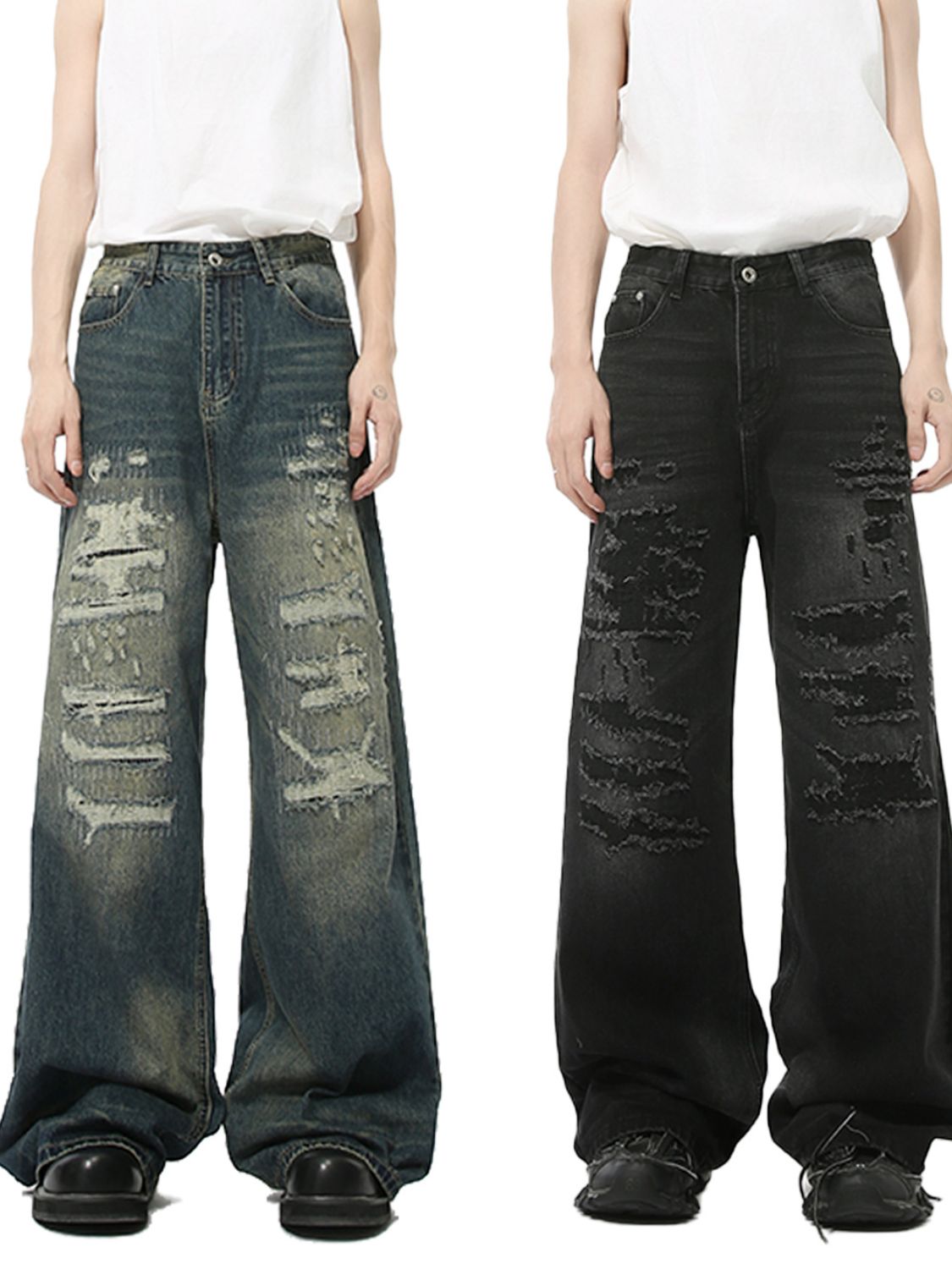 Distressed Wide Leg Jeans