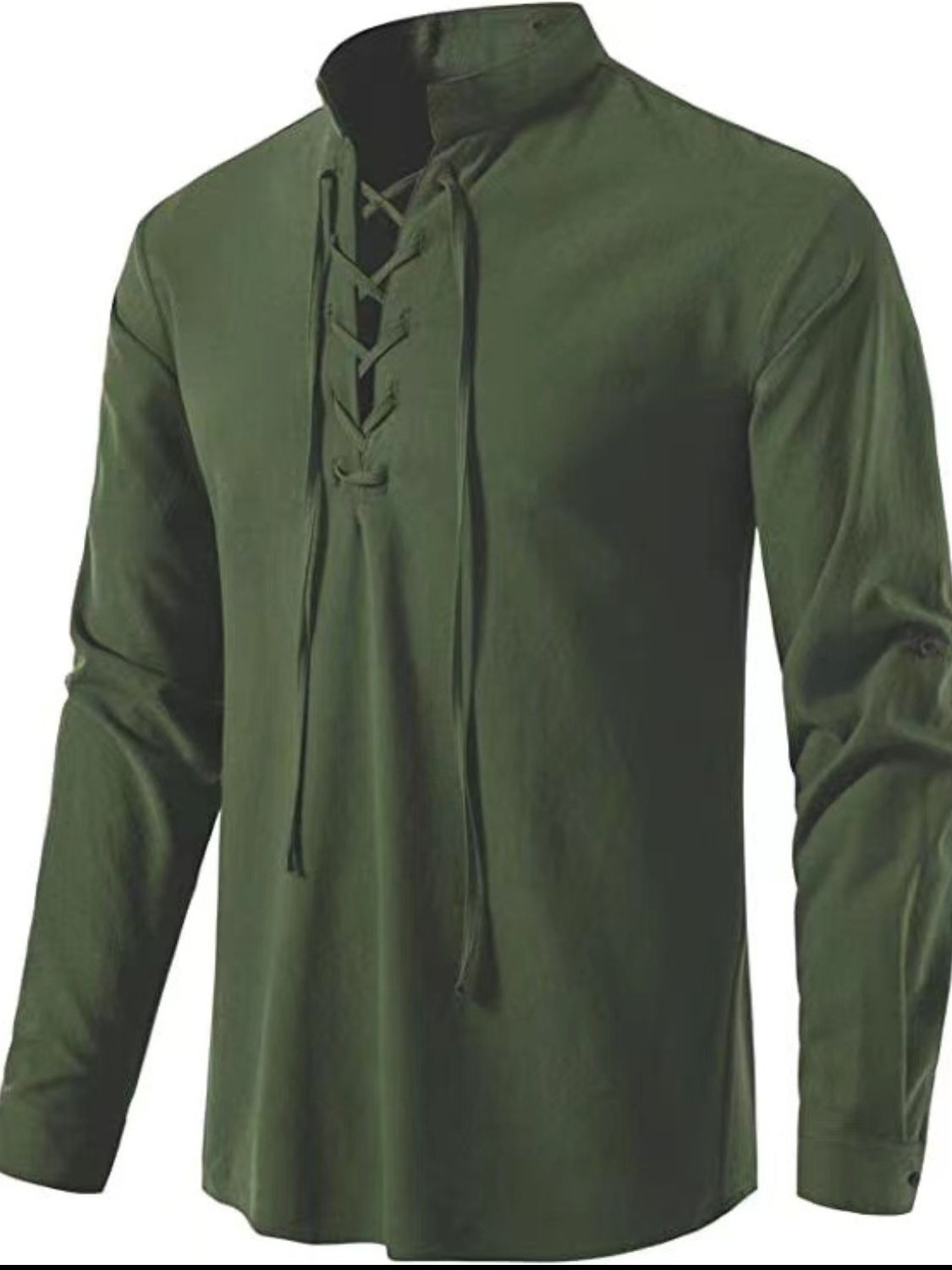 Men's Lace Up Long Sleeve Blouse