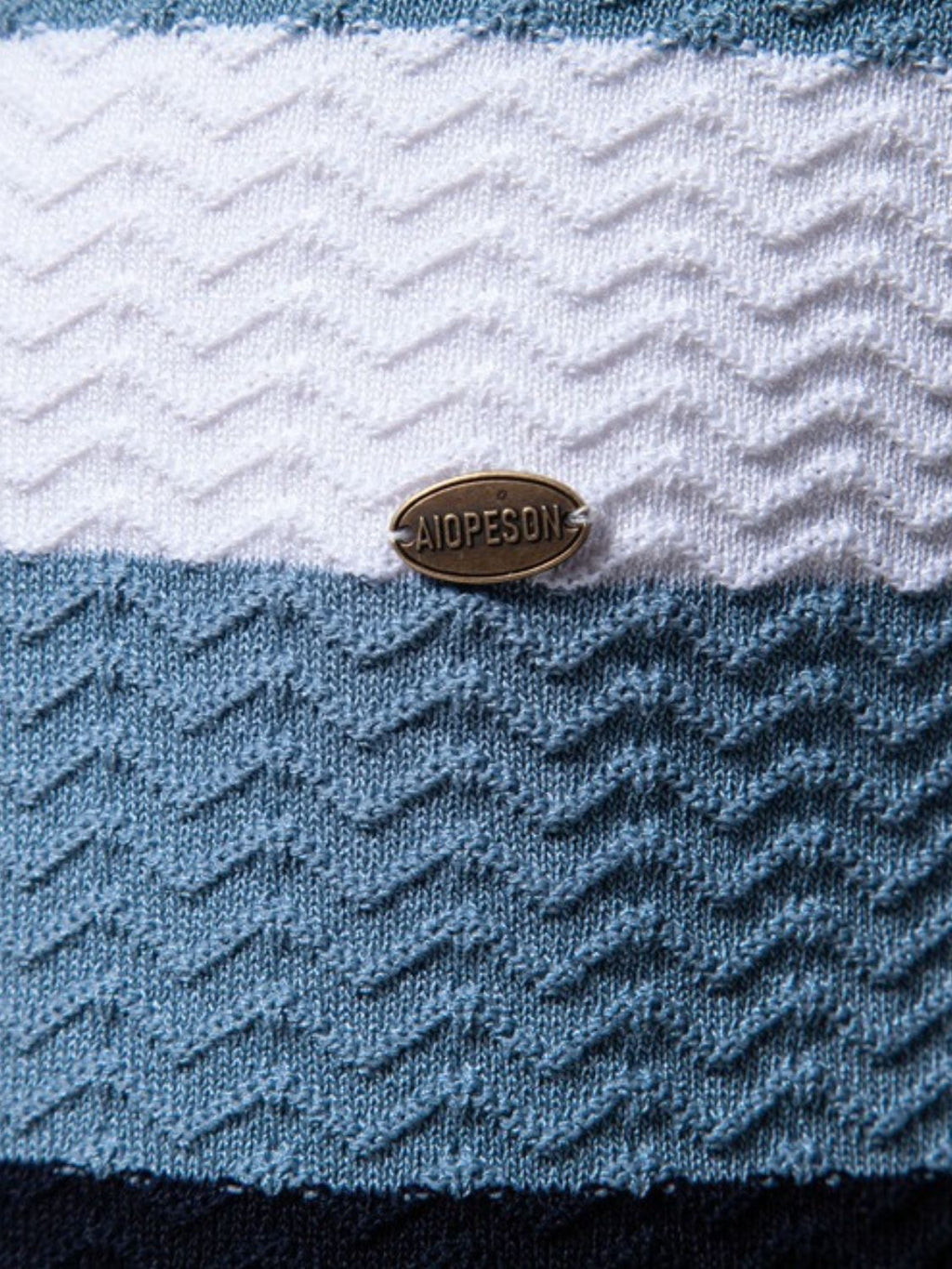 Men's Collared Neck Striped Texture Knit Polo