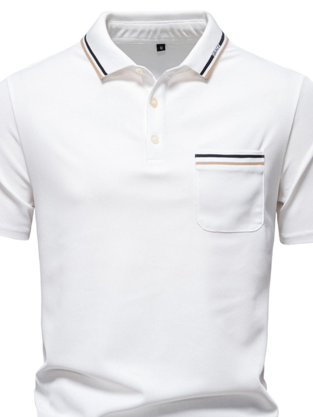 Men's Short Sleeve Collared Neck Striped Polo