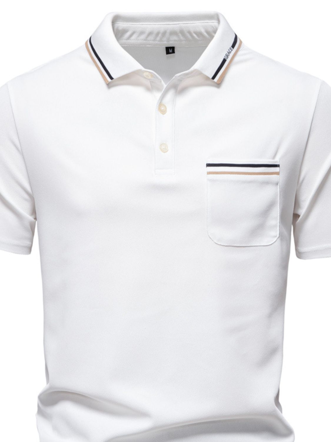 Men's Short Sleeve Collared Neck Striped Polo