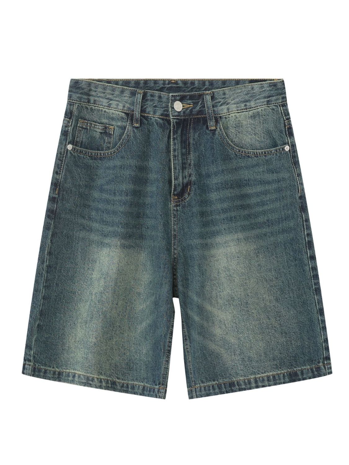 Men's Washed Denim Shorts with Pockets
