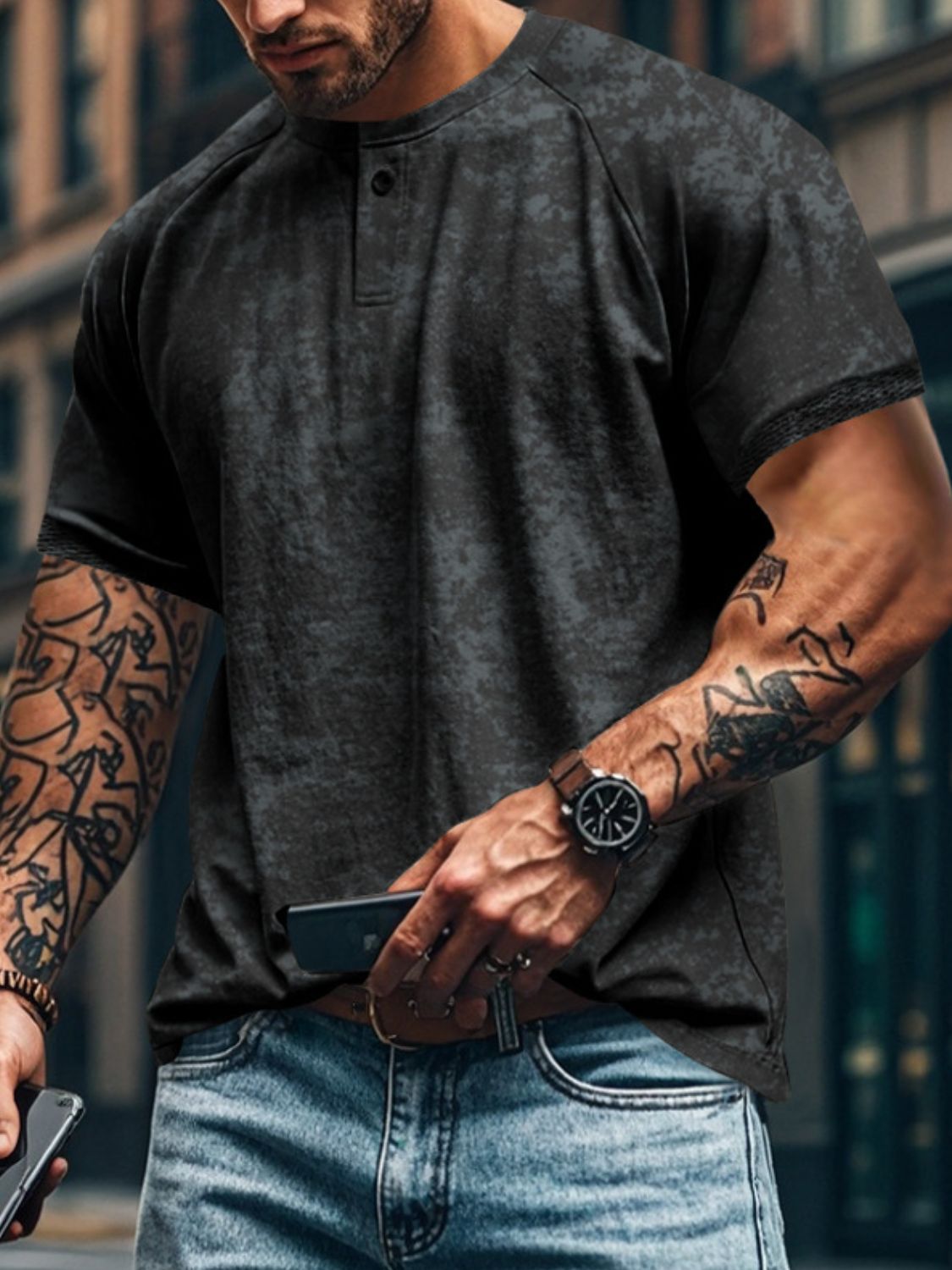 Men's Full Size Round Neck Short Sleeve T-Shirt Plus Size