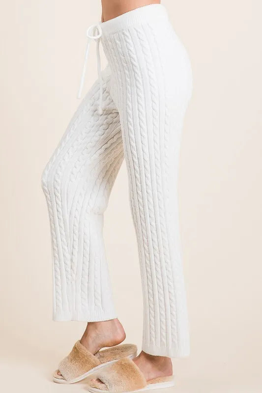 BiBi Cable-Knit High Waist Sweater Pants