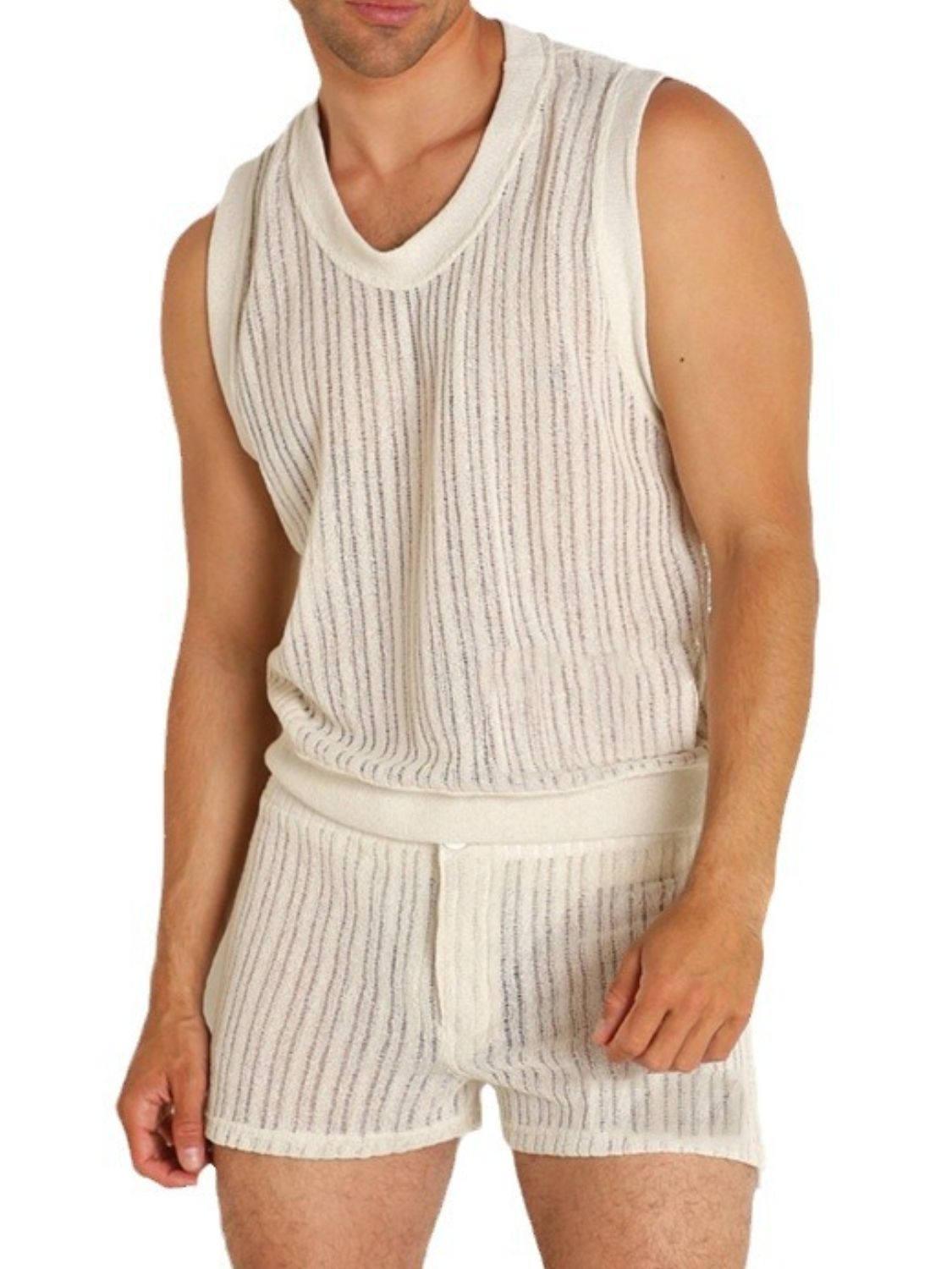 Men's Full Size Round Neck Tank and Shorts Set Plus Size