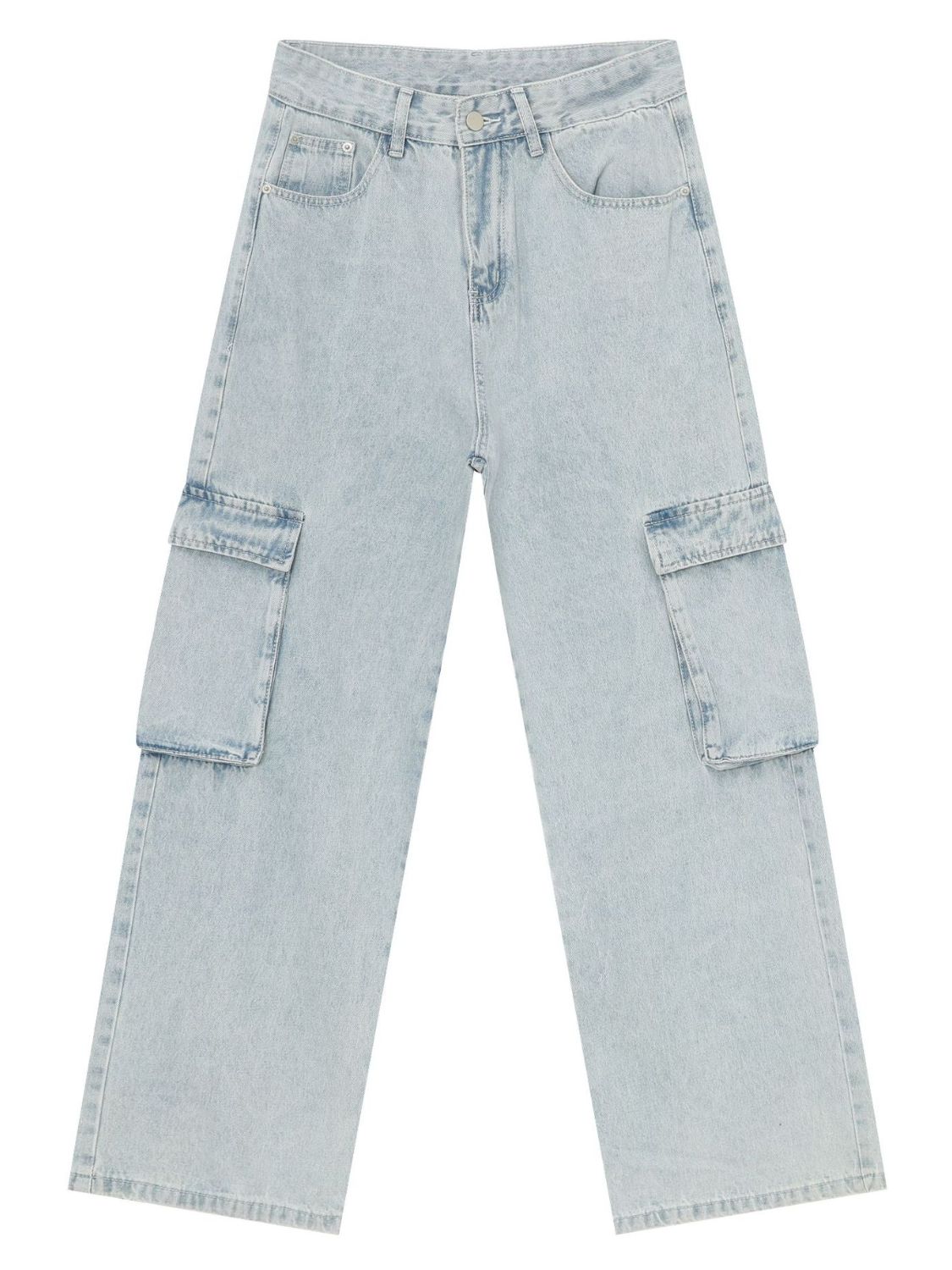 Men's Wide Leg Jeans with Cargo Pockets