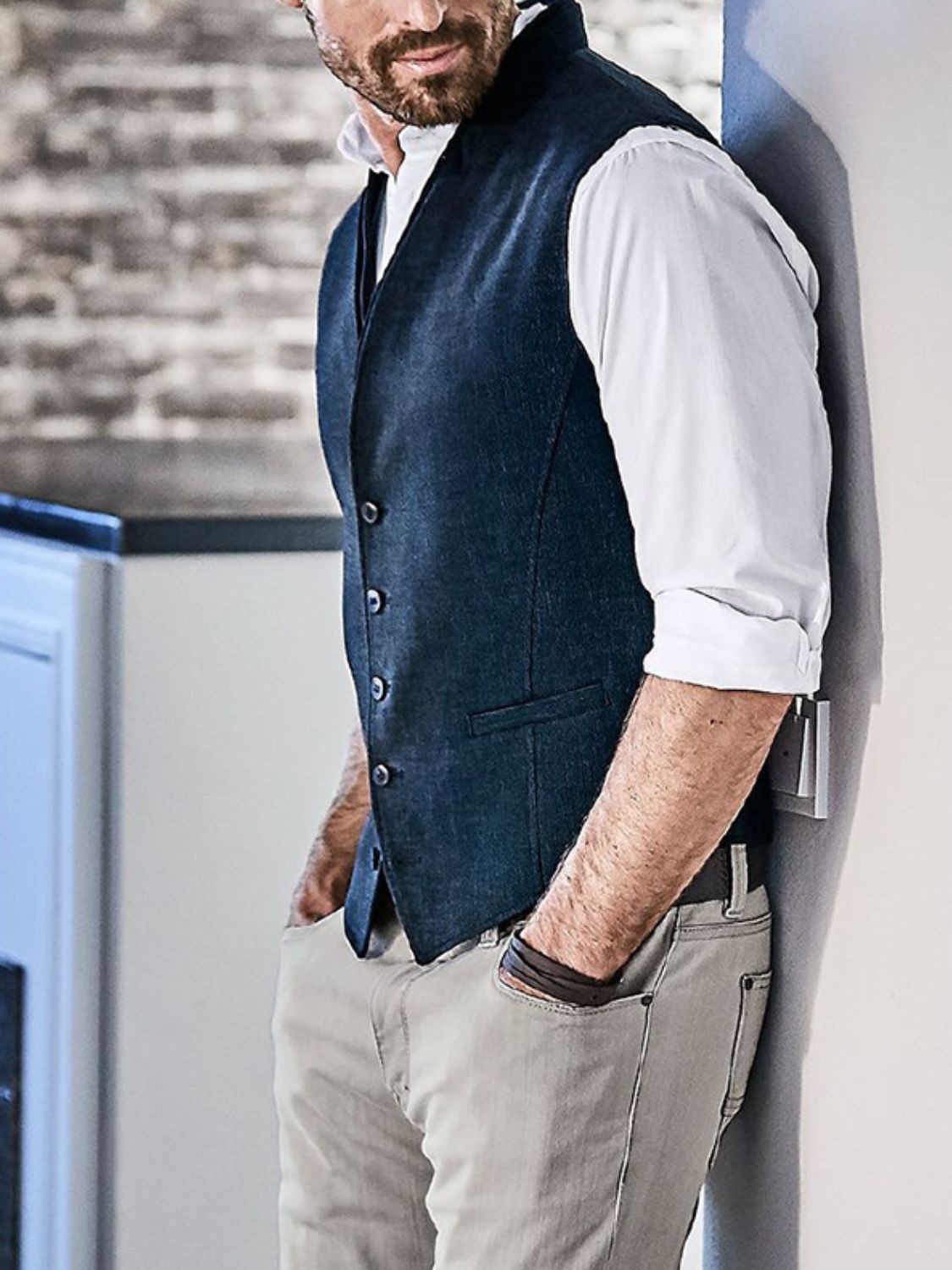 Men's Full Size Button Down Vest Plus Size