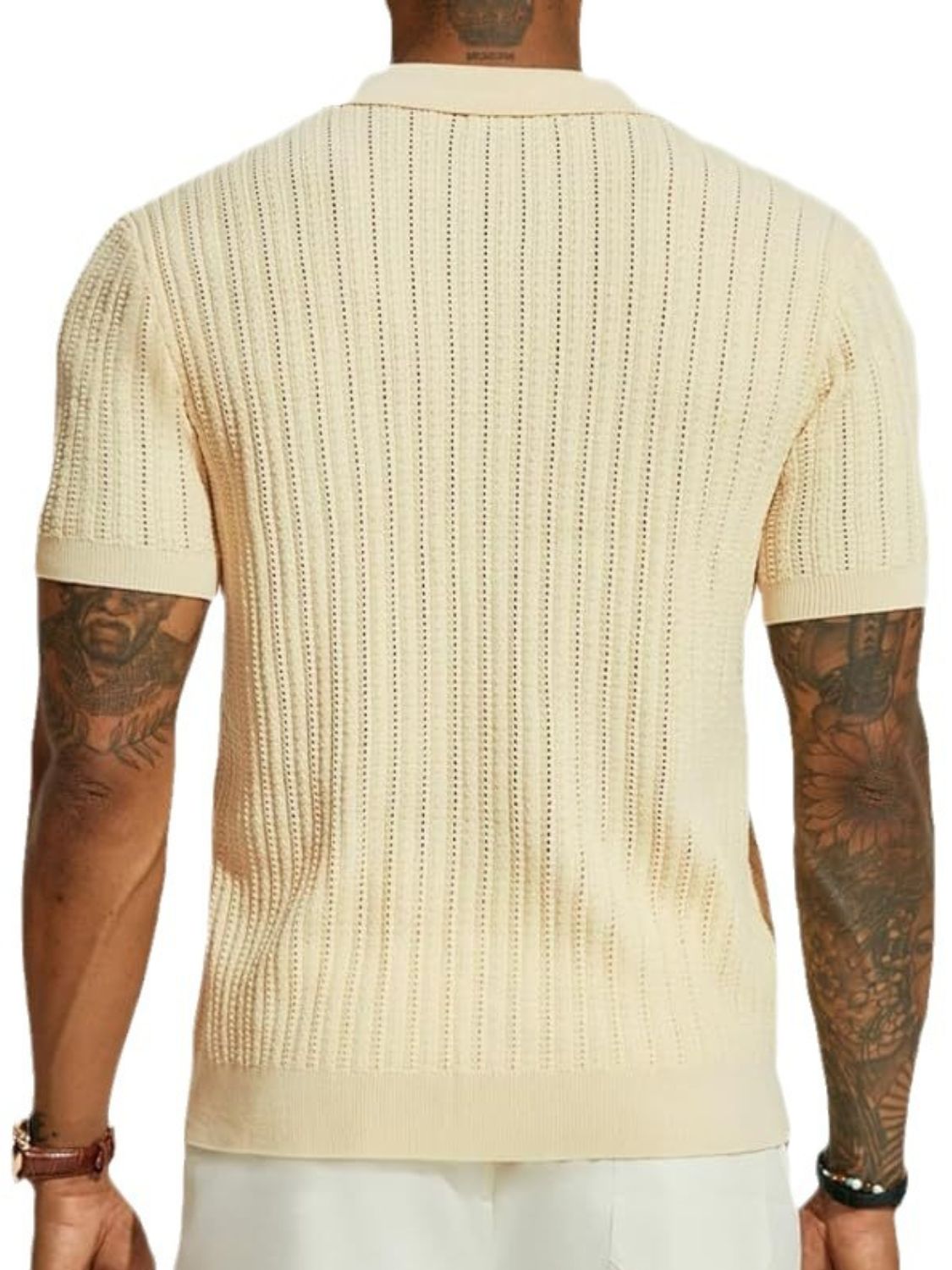 Men's Full Size Openwork Button Down Collared Neck Shirt Plus Size