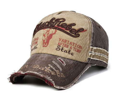 Vintage Embroidered Letter Washed Baseball Cap