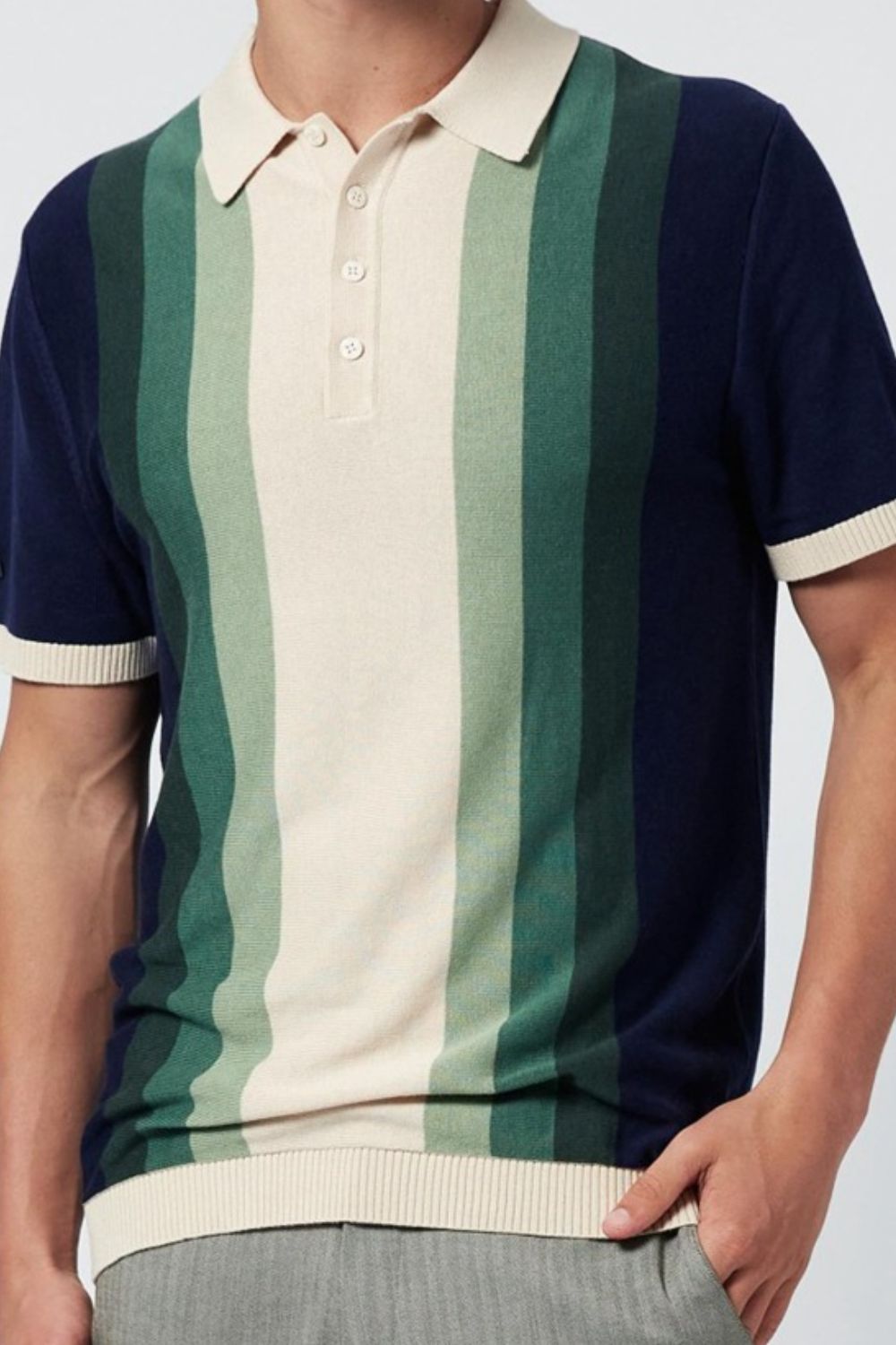 Men's Plus Size Contrast Striped Short Sleeve Polo