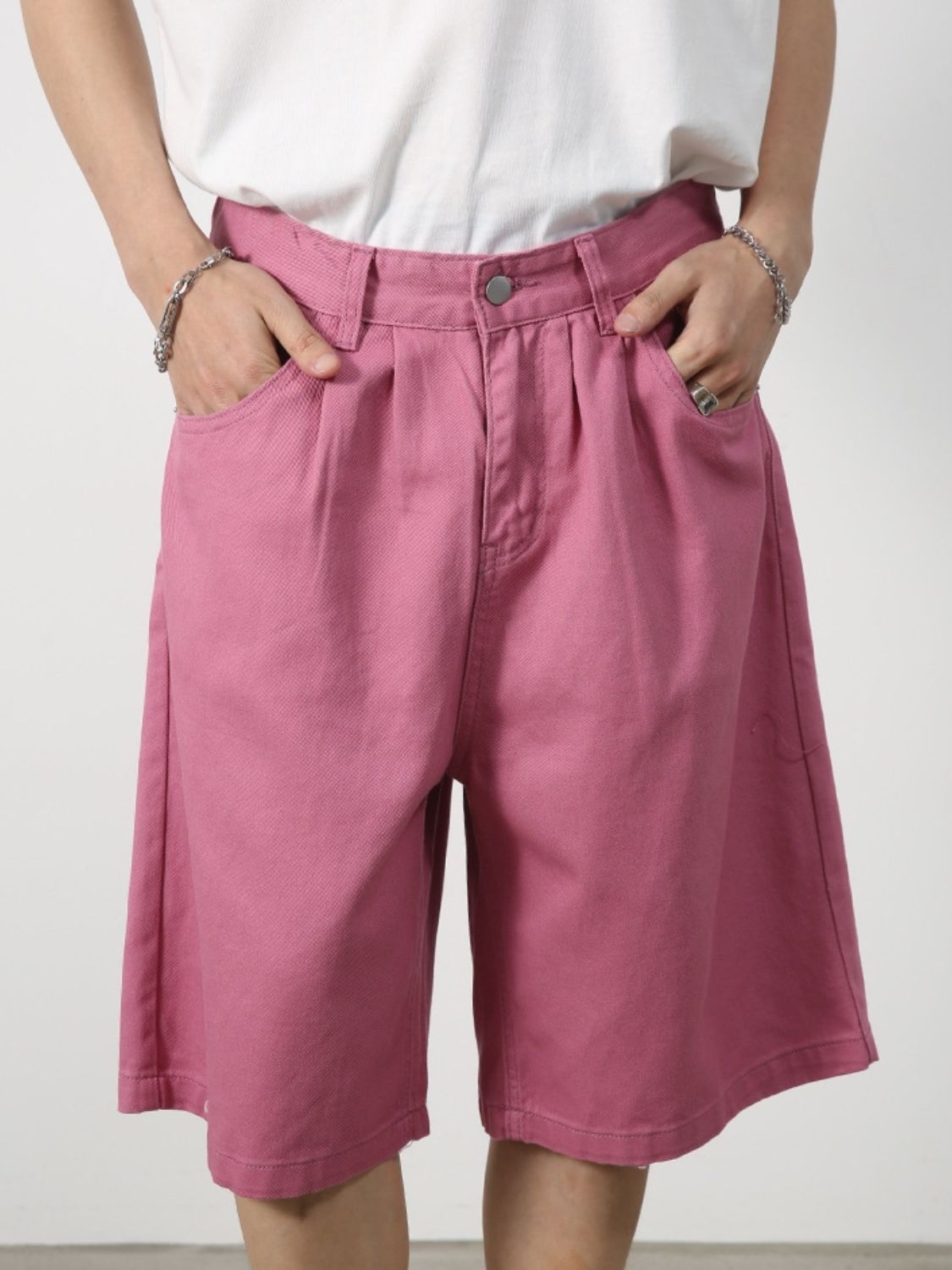 Mid Rise Denim Shorts