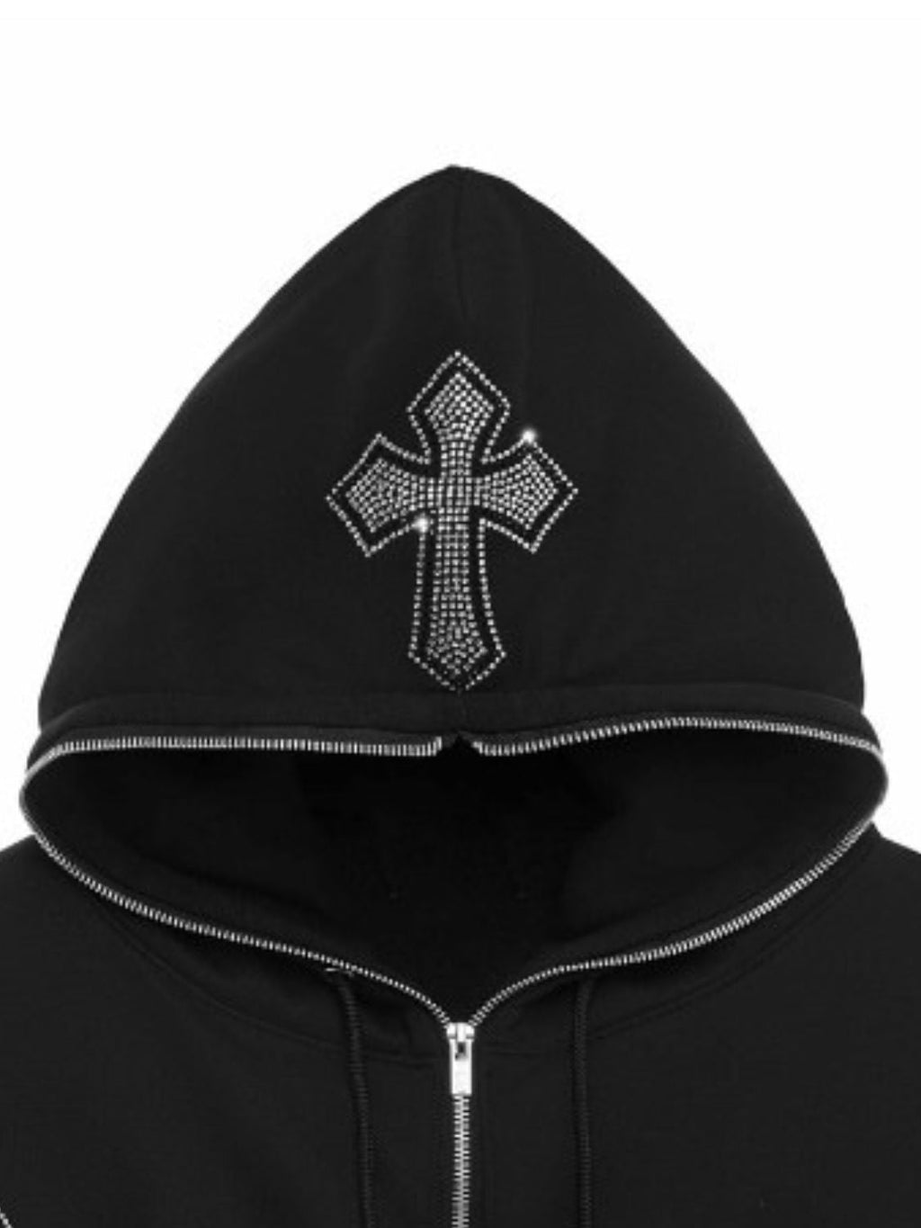 Men's Rhinestone Long Sleeve Zip Up Hoodie