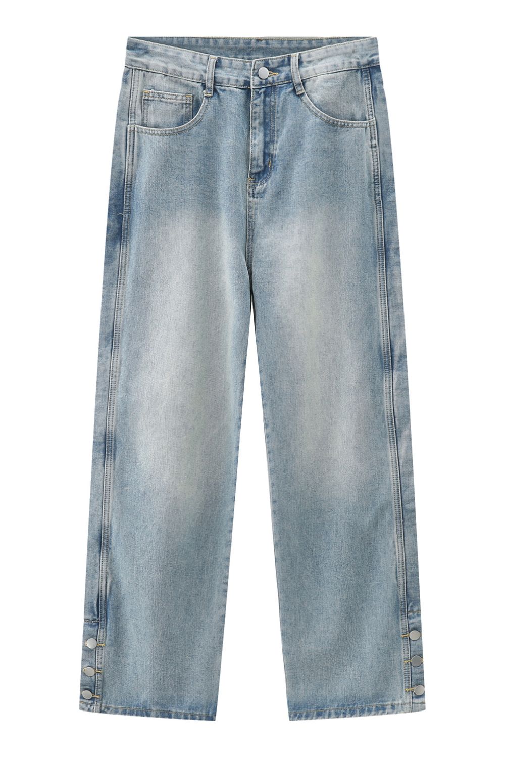 Side Slit Baggy Jeans with Pockets
