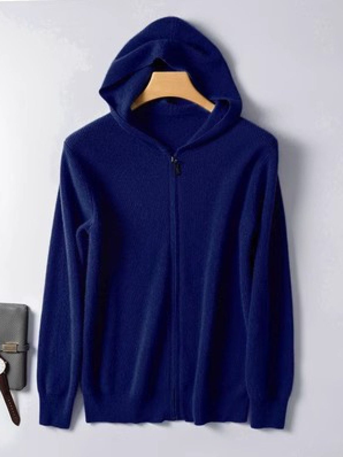 Men's Plus Size Zip Up Long Sleeve Hooded Cardigan
