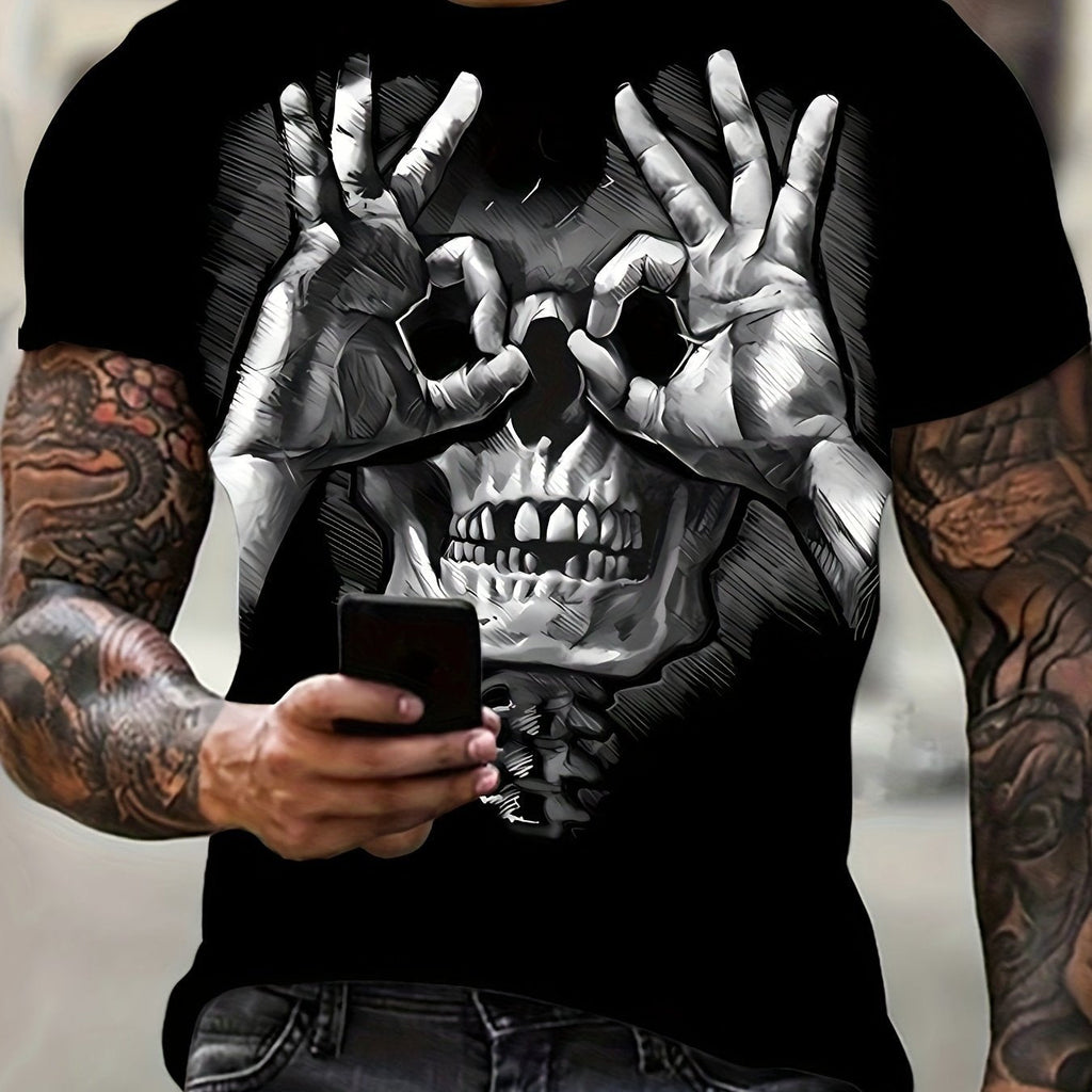 Men's Graphic T-Shirt: Creative Skull Print for Summer Style