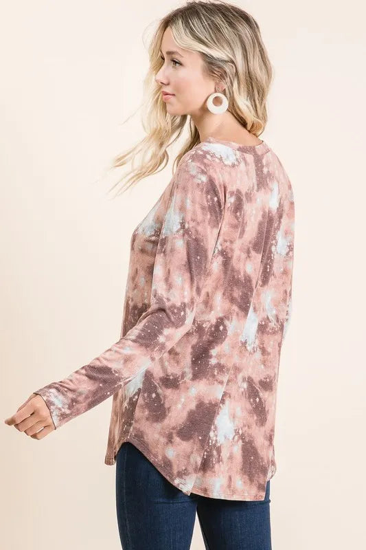 Tie Dye French Terry V-neck Top